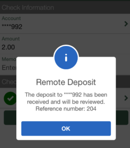 Remote Deposit Notificaiton