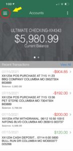 Mobile Banking account example