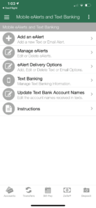 eAlerts menu