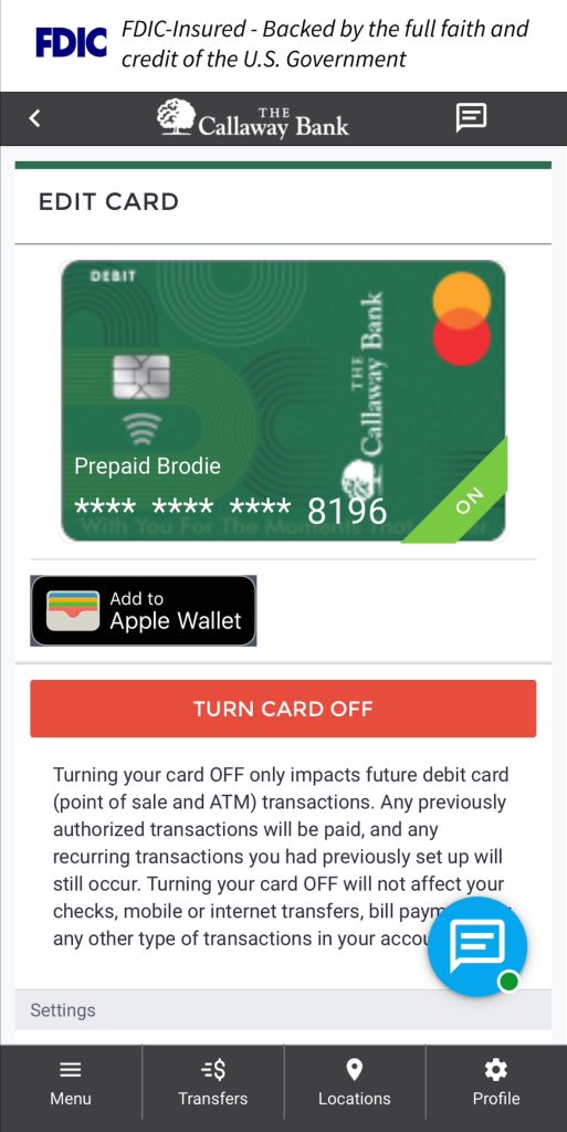 The Callaway Bank Digital  Wallet